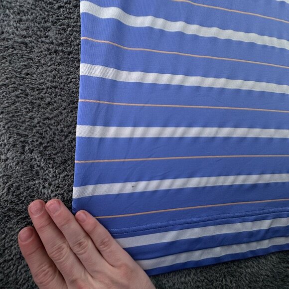 Footjoy Short Sleeve Golf Polo Shirt Blue Striped Medium Stretch 1908 Mystery - Picture 11 of 16